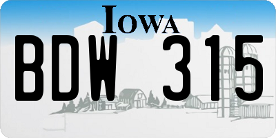 IA license plate BDW315