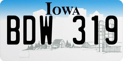 IA license plate BDW319