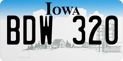 IA license plate BDW320