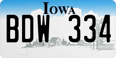 IA license plate BDW334