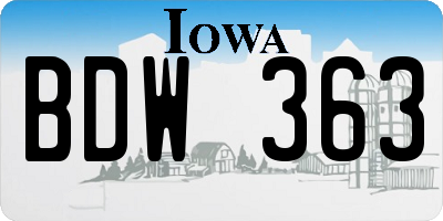 IA license plate BDW363
