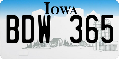 IA license plate BDW365