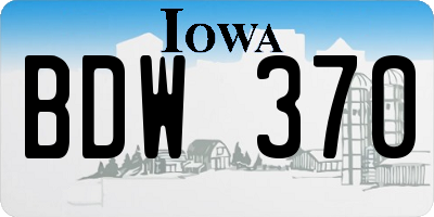 IA license plate BDW370