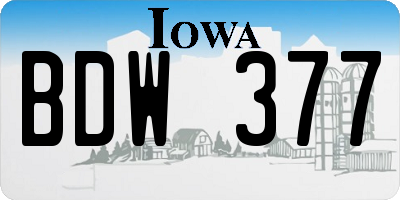 IA license plate BDW377