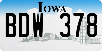 IA license plate BDW378
