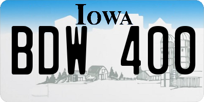IA license plate BDW400