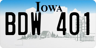 IA license plate BDW401