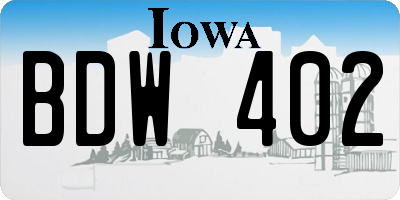 IA license plate BDW402