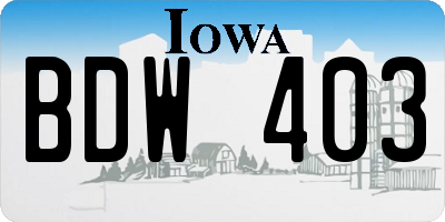 IA license plate BDW403