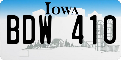 IA license plate BDW410