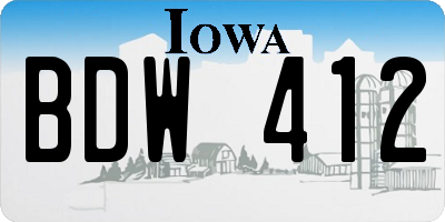 IA license plate BDW412