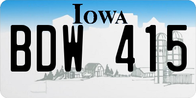 IA license plate BDW415