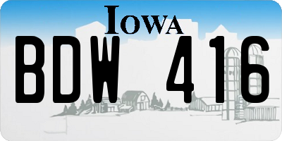 IA license plate BDW416