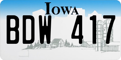 IA license plate BDW417