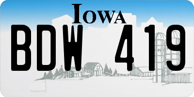 IA license plate BDW419