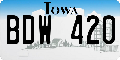 IA license plate BDW420