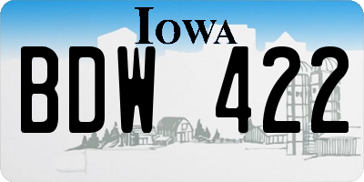 IA license plate BDW422