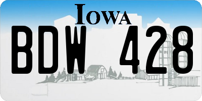 IA license plate BDW428