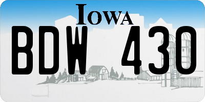 IA license plate BDW430