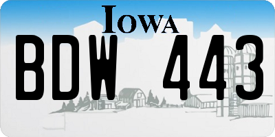 IA license plate BDW443