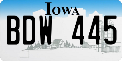 IA license plate BDW445