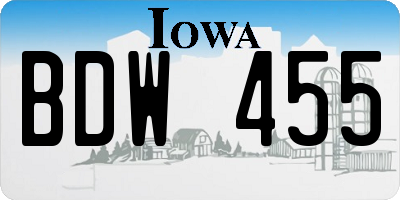 IA license plate BDW455