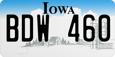 IA license plate BDW460