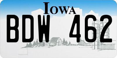 IA license plate BDW462