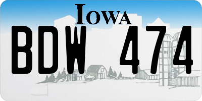 IA license plate BDW474