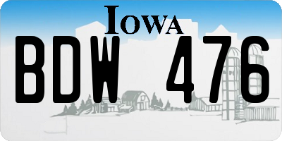 IA license plate BDW476