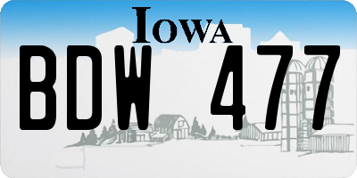 IA license plate BDW477