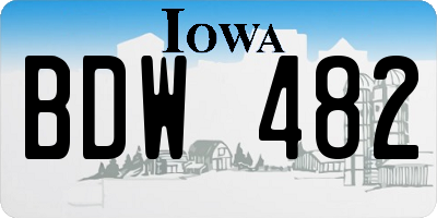 IA license plate BDW482