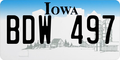 IA license plate BDW497