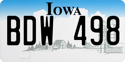 IA license plate BDW498