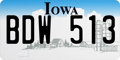 IA license plate BDW513