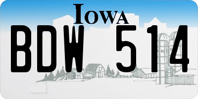 IA license plate BDW514