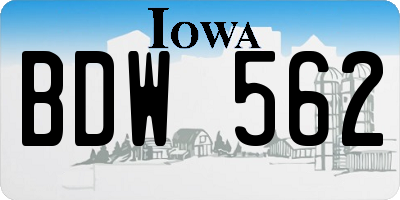 IA license plate BDW562
