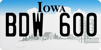 IA license plate BDW600