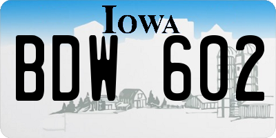IA license plate BDW602