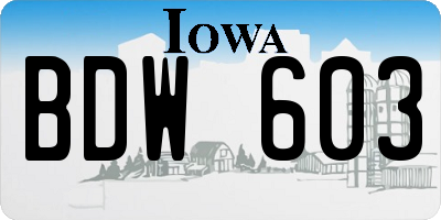 IA license plate BDW603