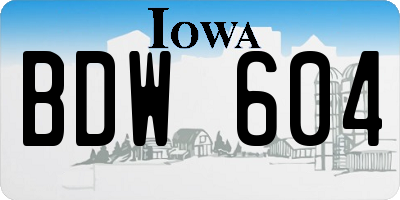 IA license plate BDW604