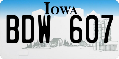 IA license plate BDW607