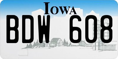 IA license plate BDW608