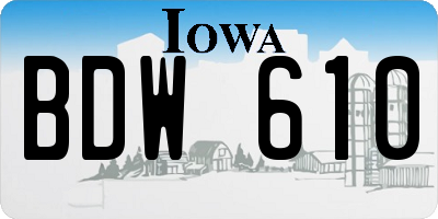 IA license plate BDW610