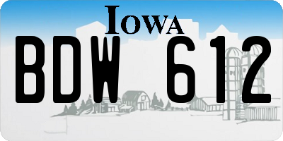IA license plate BDW612