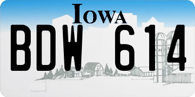 IA license plate BDW614