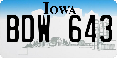 IA license plate BDW643