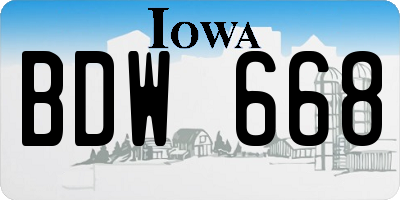 IA license plate BDW668