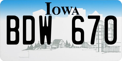 IA license plate BDW670