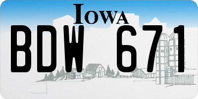 IA license plate BDW671